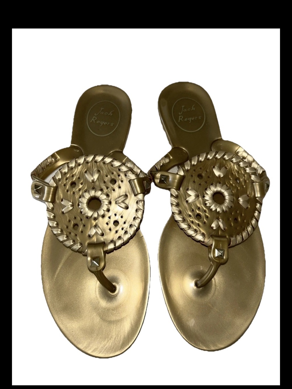 JACK ROGERS Georgica JELLY Flip Flop BEACH SANDALS in Gold - WOMEN’S Size 7 US